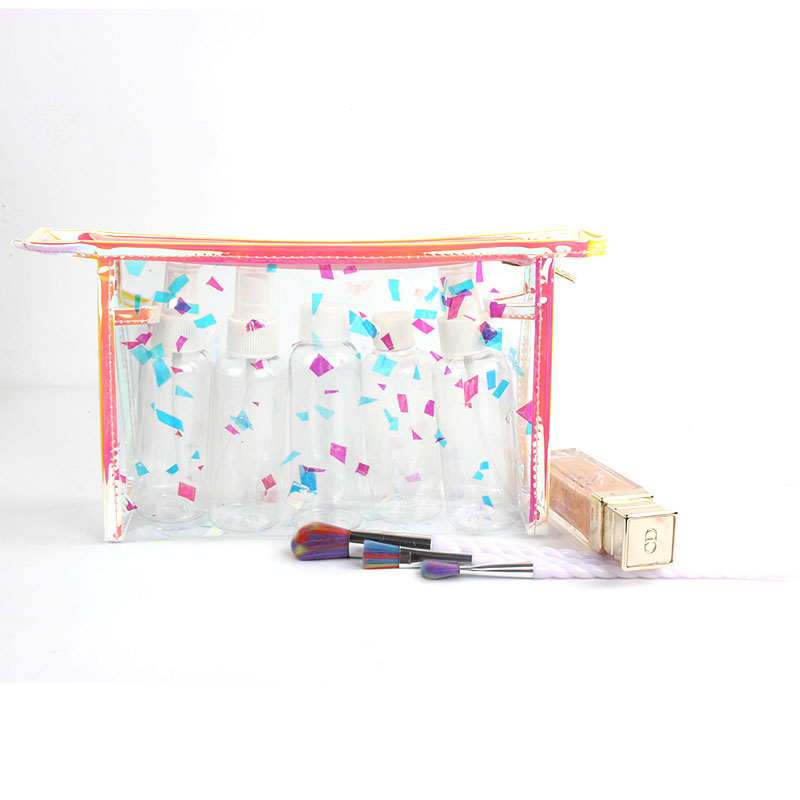 customize personalized cosmetic bag Glitter Clear PVC Makeup Bag