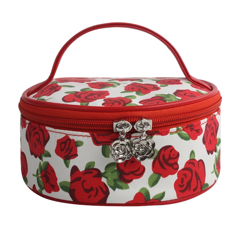 Delicate circular cotton cosmetic makeup bag with customized pattern
