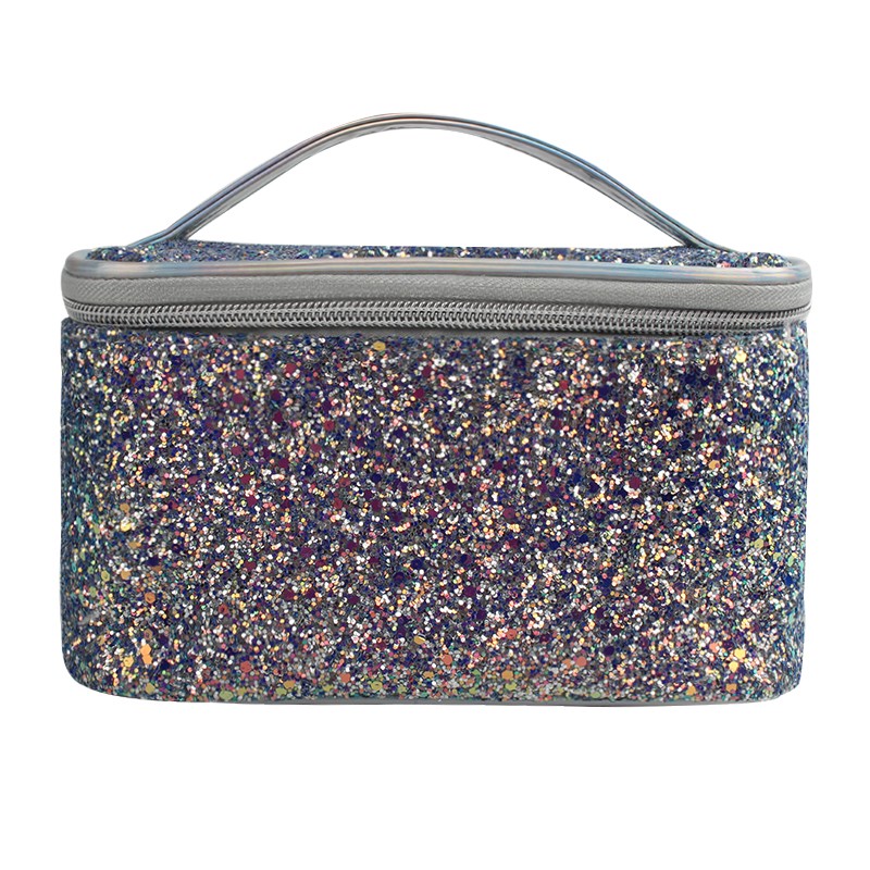 New Arrival Blue Shiny Makeup Pouch Luxury Glitter Travel Cosmetic Bag Cases