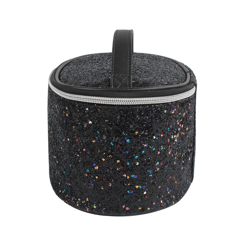 Excellent Quality Promotional glitter cosmetic bag LOGO Customized Luxury reusable makeup bag with ribbon handle