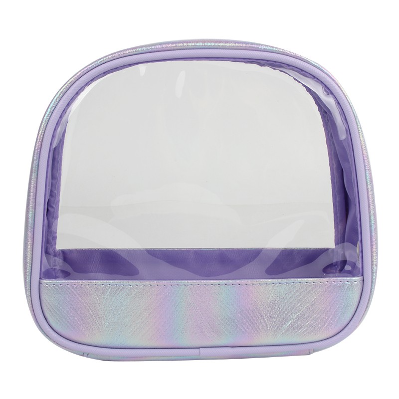 Shiny Metal PU With Clear PVC Cosmetic Bag