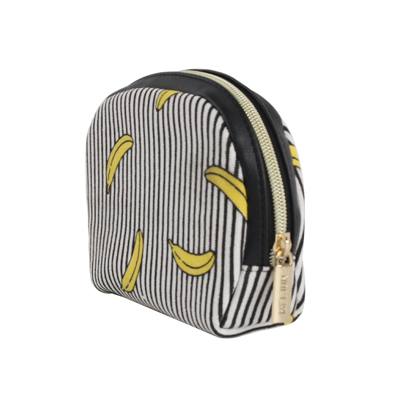 ODM/OEM Fashion Banana Canvas Makeup Bag Insert Metal Zipper Personalized Cosmetic Bag