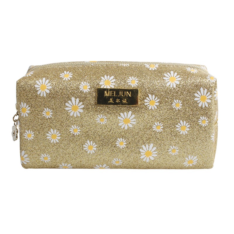Custom small flower print cute fashion cosmetic bag Women Makeup pouch