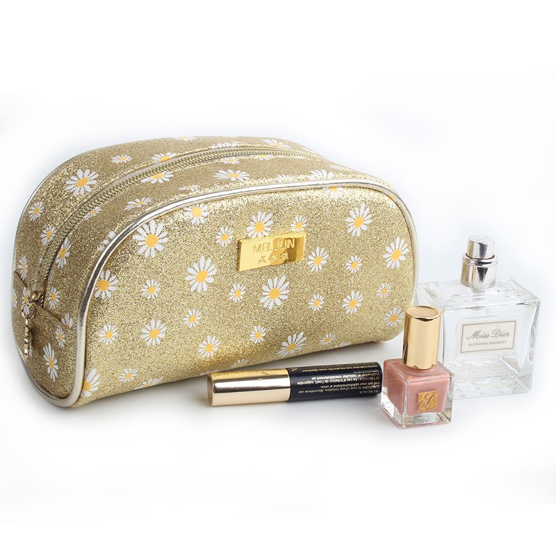 Custom small flower print cute fashion cosmetic bag Women Makeup pouch
