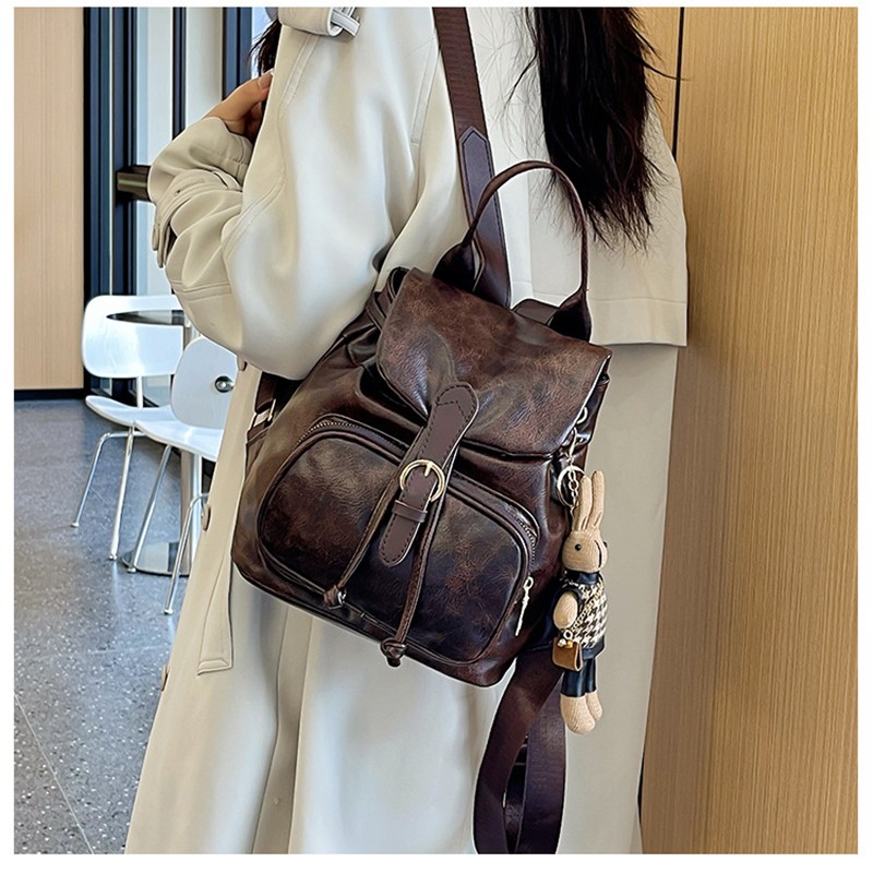 MEL JUN Retro Fashion Double Shoulder Bag for Women - Unique Design with Drawstring Cover for Commuting Ladies with Multiple Pockets MEL JUN Retro Fashion Double Shoulder Bag for Women - Unique Design with Drawstring Cover for Commuting Ladies with Multiple Pockets