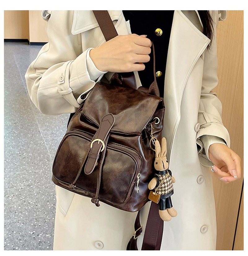 MEL JUN Retro Fashion Double Shoulder Bag for Women - Unique Design with Drawstring Cover for Commuting Ladies with Multiple Pockets MEL JUN Retro Fashion Double Shoulder Bag for Women - Unique Design with Drawstring Cover for Commuting Ladies with Multiple Pockets