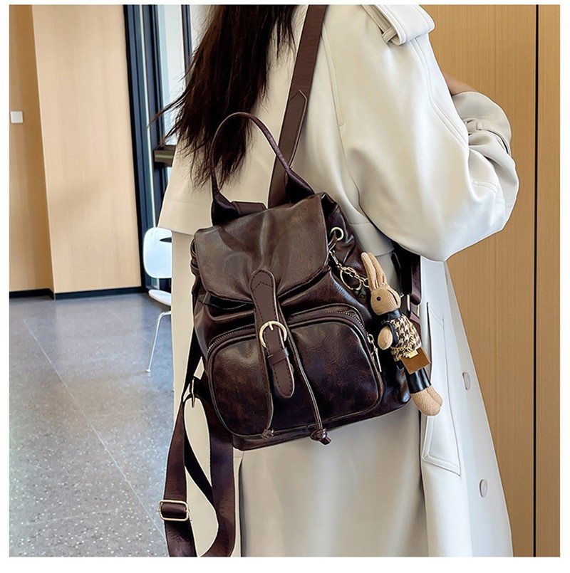 MEL JUN Retro Fashion Double Shoulder Bag for Women - Unique Design with Drawstring Cover for Commuting Ladies with Multiple Pockets MEL JUN Retro Fashion Double Shoulder Bag for Women - Unique Design with Drawstring Cover for Commuting Ladies with Multiple Pockets