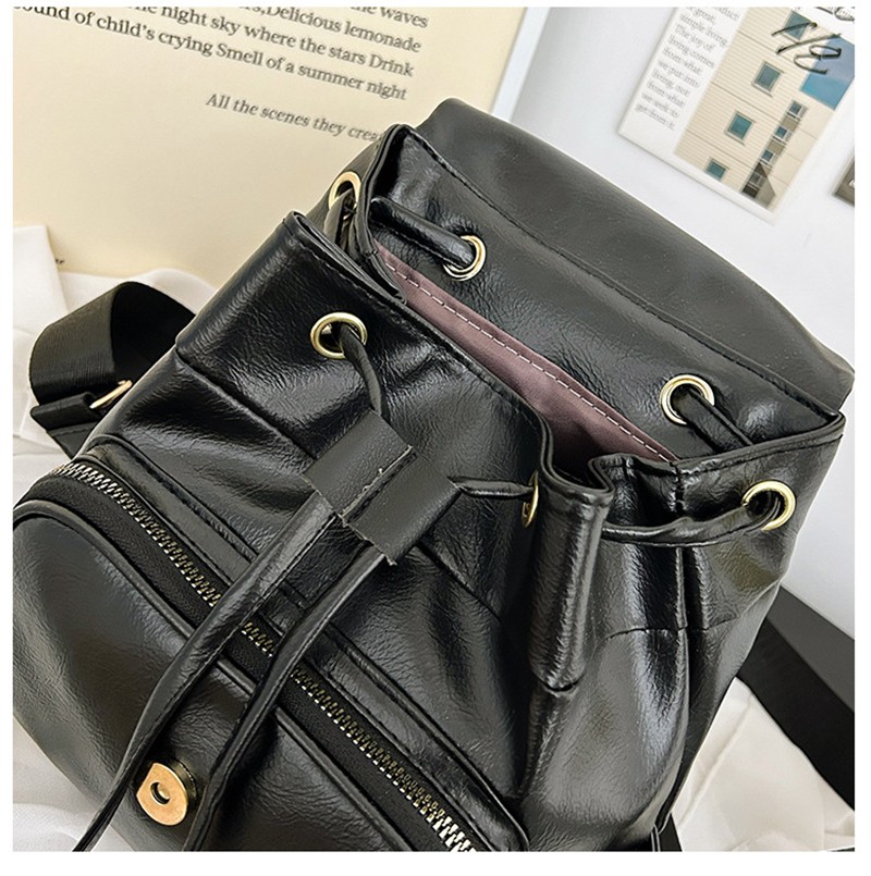 MEL JUN Retro Fashion Double Shoulder Bag for Women - Unique Design with Drawstring Cover for Commuting Ladies with Multiple Pockets MEL JUN Retro Fashion Double Shoulder Bag for Women - Unique Design with Drawstring Cover for Commuting Ladies with Multiple Pockets