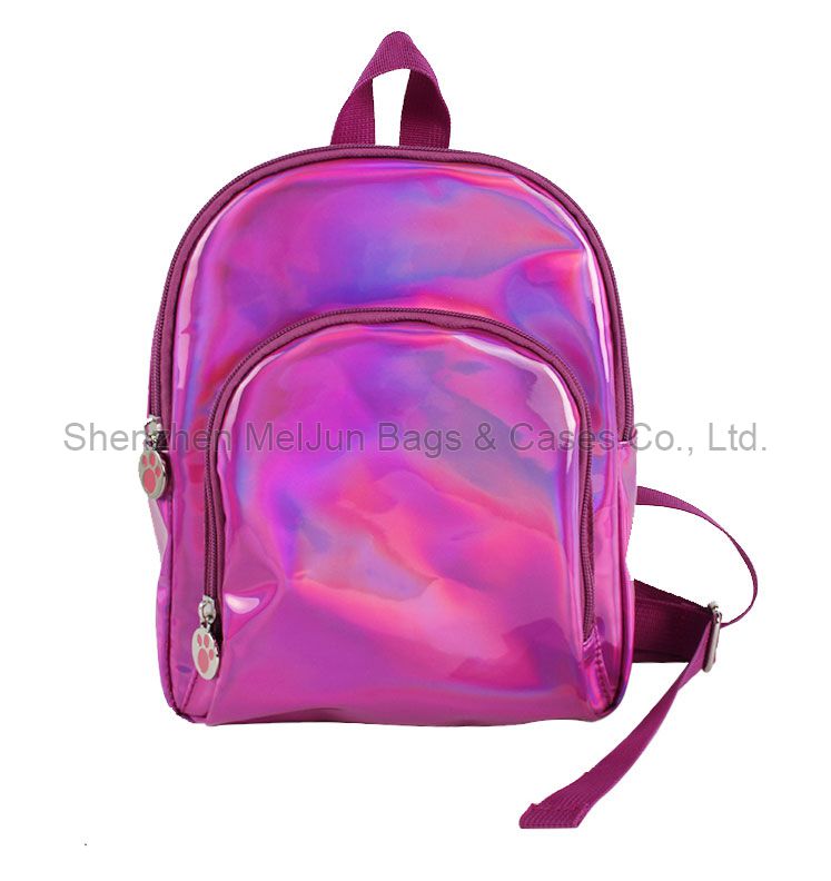 Laser PU girl fashion backpack High quality leather travel bag for kids