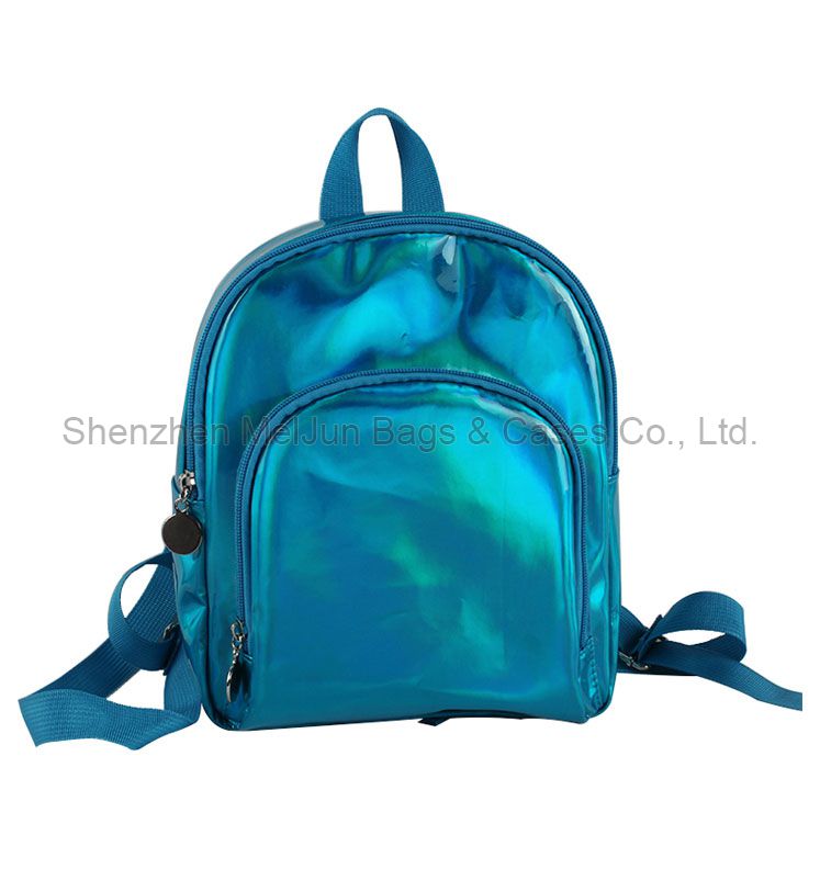 Blue PU kids school backpack waterproof knapsack for travel