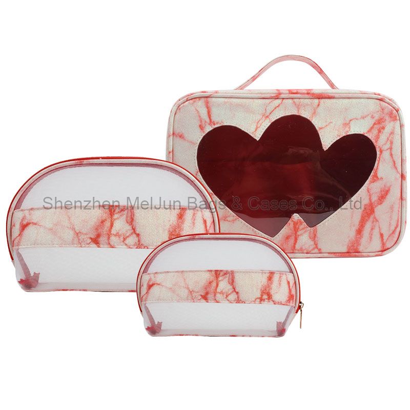 Wholesale new transparent mesh makeup bag multi-function travel hollow cosmetic washable bag 