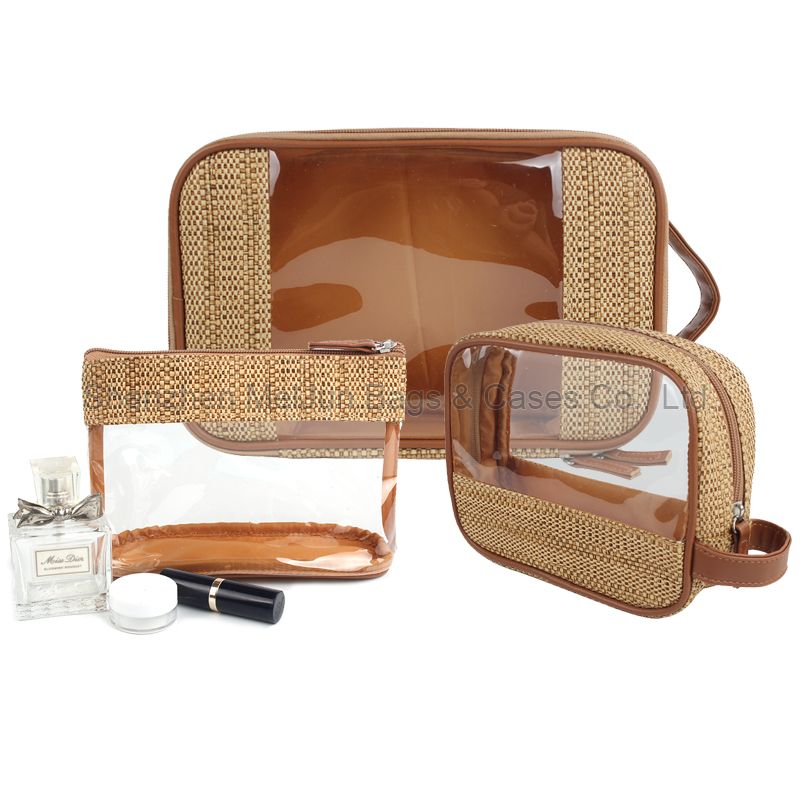 2020 Fashion Eco Friendly Straw Cosmetic Bag Suit High Exquisite Craft Women Travel Makeup Bag 