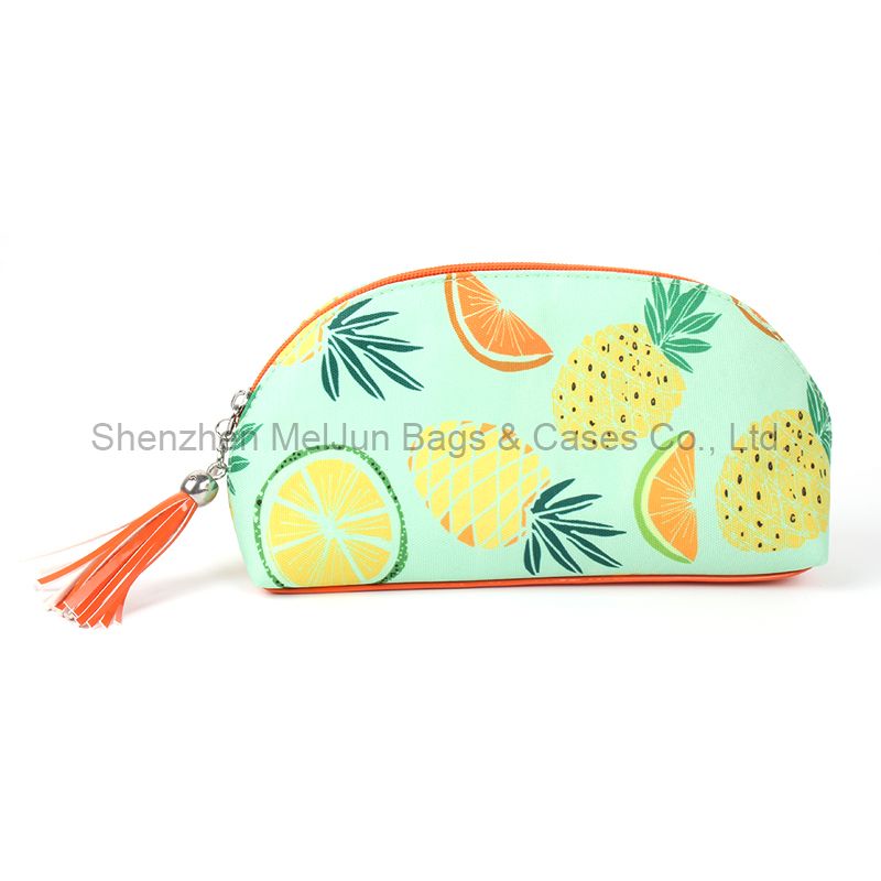 Tropical Fruit Pattern Polyester Cosmetic bag Fashion Cute Girl Tassels Travel Makeup Pouches 