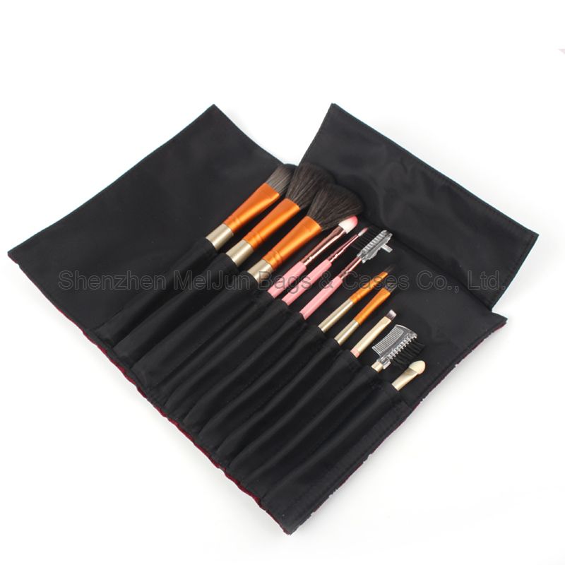 Custom Private Label Makeup Brush Bag High Quality Velvet Fabric Women Cosmetic Brush Pouches 