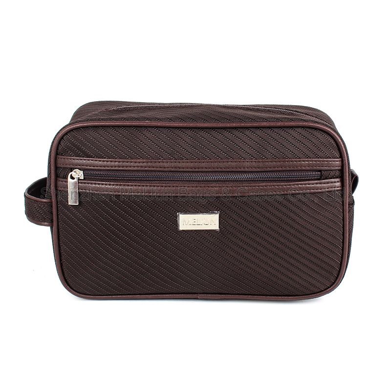 Hot Selling Brown Nylon Weekend Travel Wash Bag Zipper Men Toiletry Bag