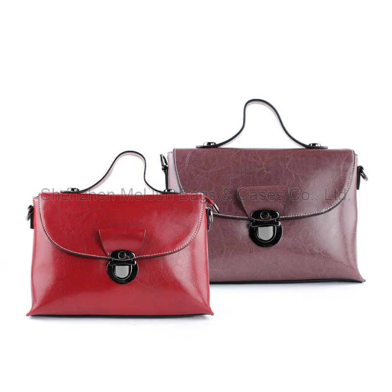 Trendy European Style Women Handbag Decoration Genuine Leather Hand Bag Lady