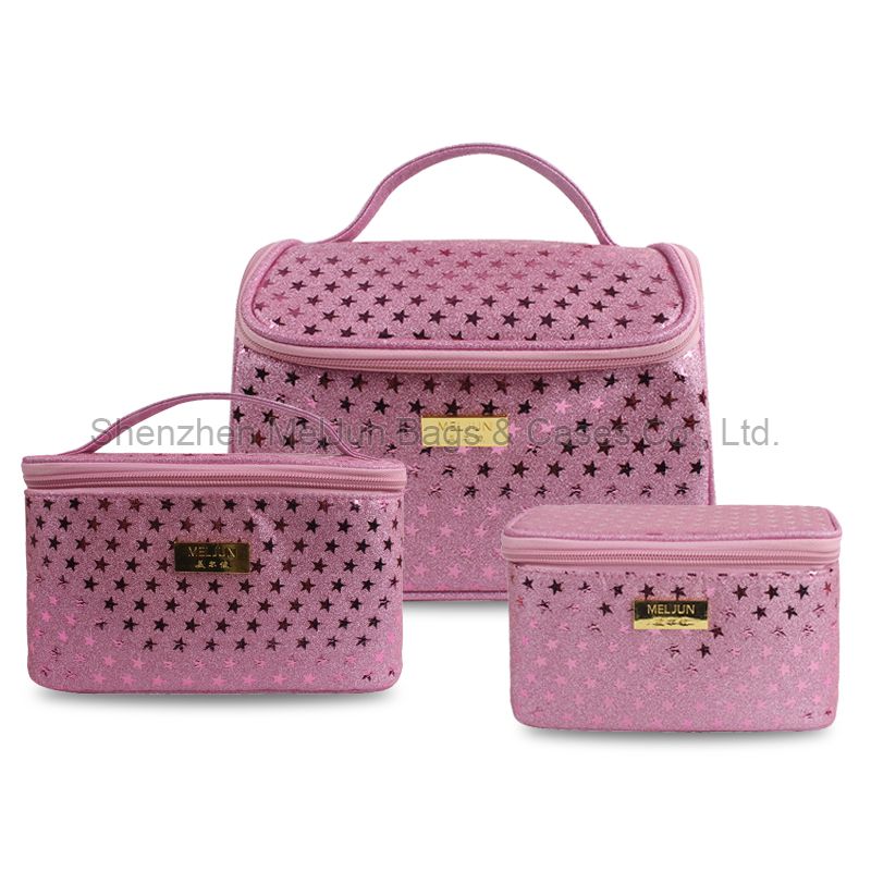 Factory custom outdoor travel ladies handle cosmetic bag set