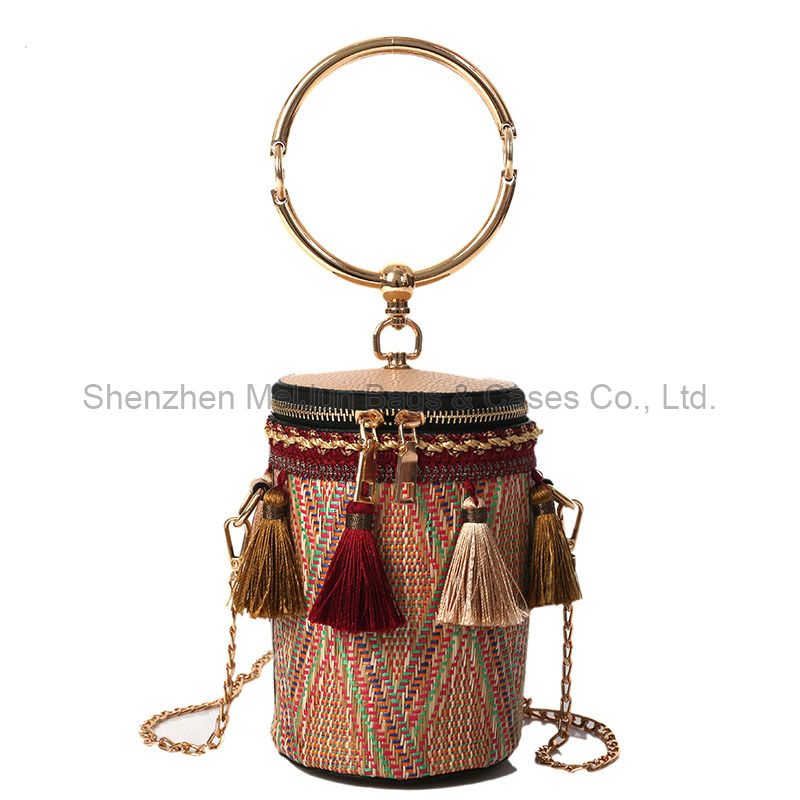 private label fashion ladies small round bags straw bags handbags women crossbody bag