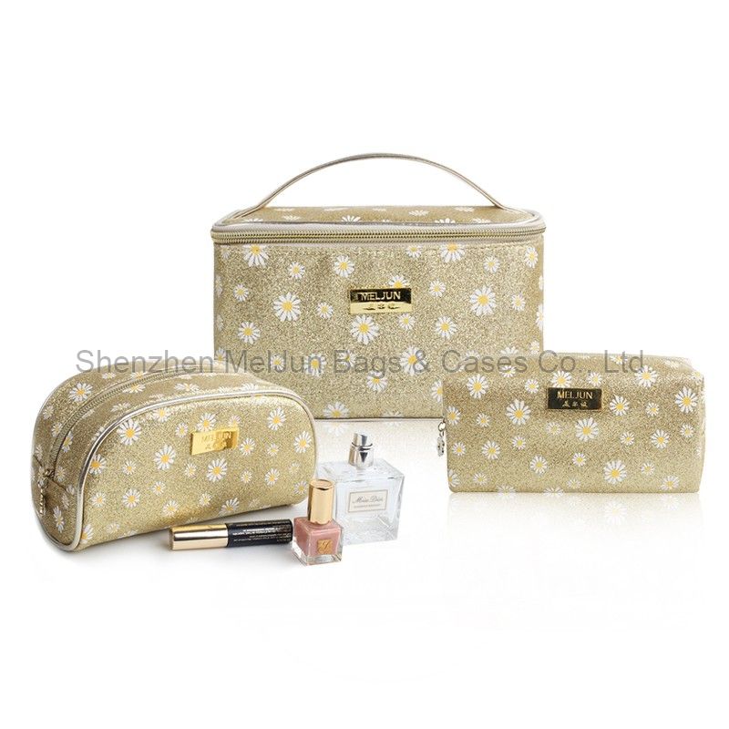 Custom small flower print cute fashion cosmetic bag Women Makeup pouch