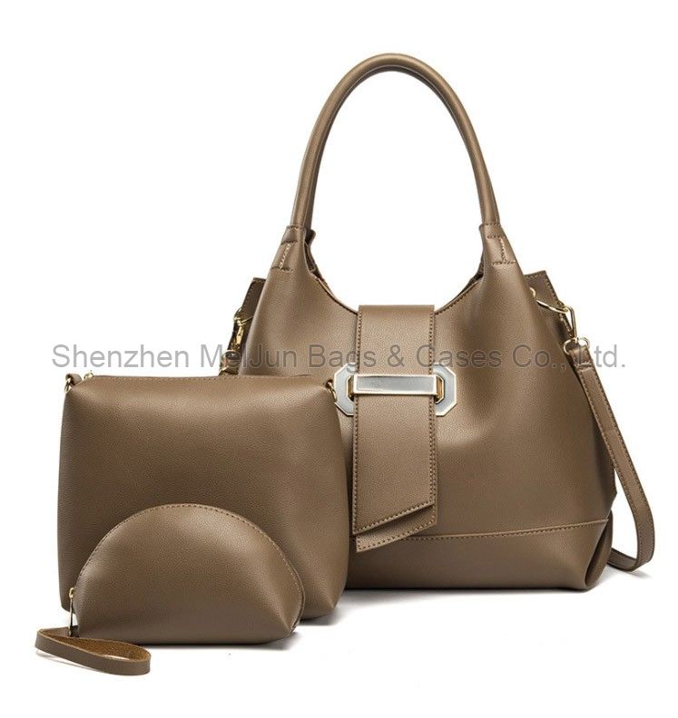 MELJUN 3 pcs PU leather handbag sets high quality women shoulder tote bag   