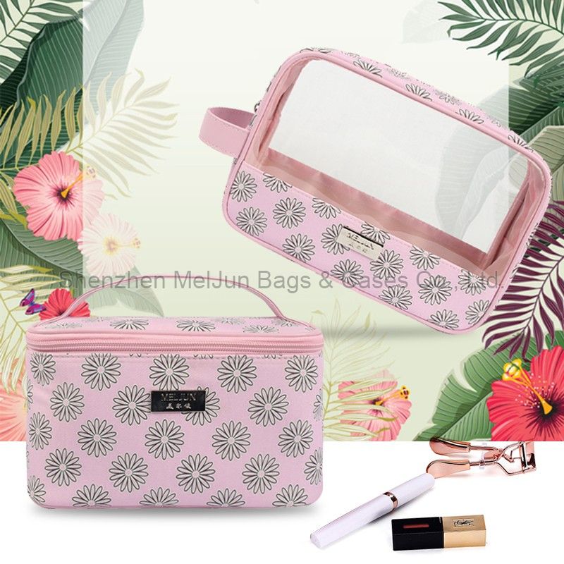 New design PVC half hollow out and flowers pattern cosmetics bag