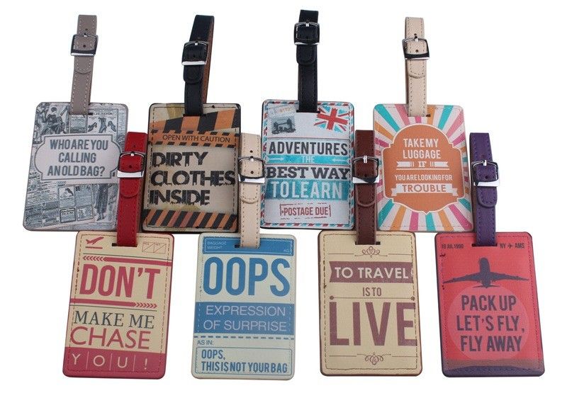 Europe and United States style colorful rectangular PU luggage tag card clip luggage card aircraft boarding card luggage stitching label