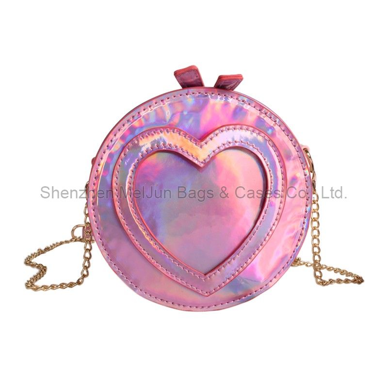 Modern fashion light luxury convenient children waterproof love PU magic powder one-shoulder oblique span girl bag