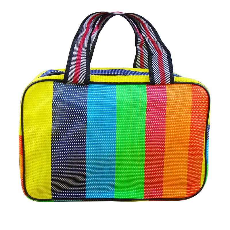 MELJUN woven mesh women's hand makeup bag Toiletry bag, folding bath bag