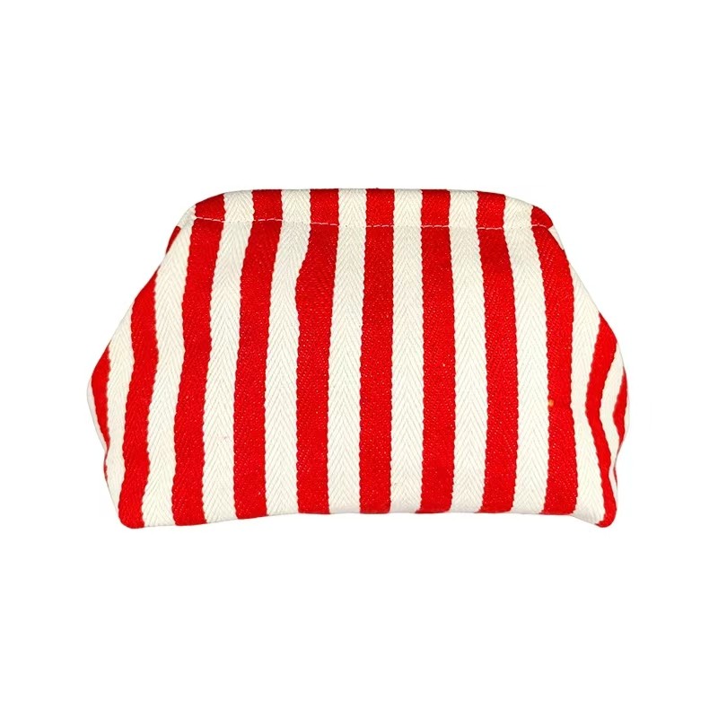 MEL JUN Fashion color contrast striped makeup bag Women's change mobile phone storage bag Trend niche Cloud clutch bag