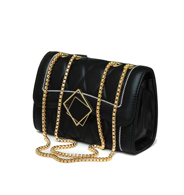 MEL JUN Black diamond bag women 2024 summer new fashion chain shoulder bag temperament crossbody handbag