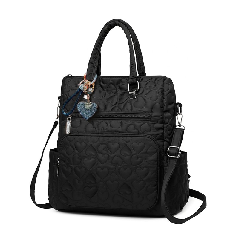 MEL JUN Love Heart Embossed Multi-Pocket Shoulder Bag - Versatile and Practical Large Capacity Commuter Bag for Ladies
