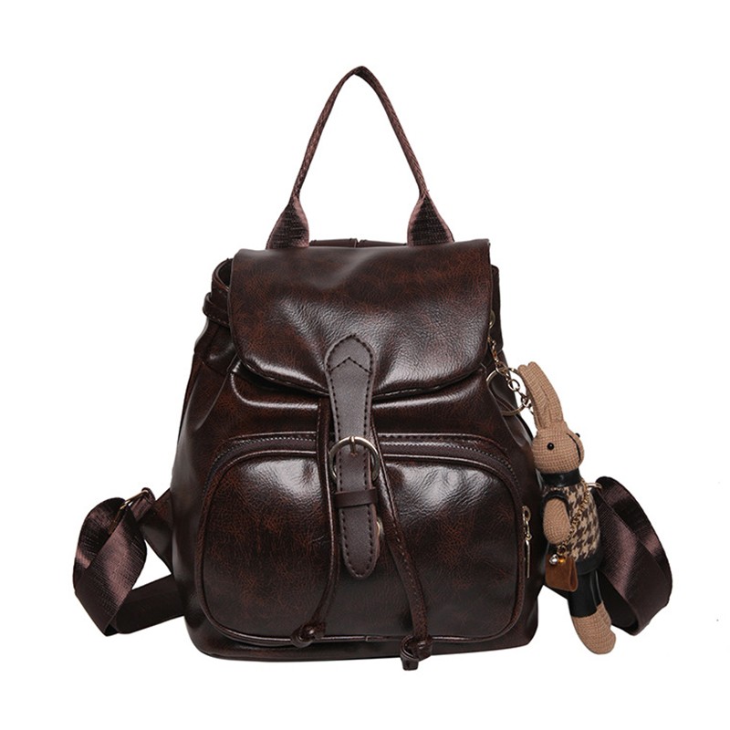 MEL JUN Retro Fashion Double Shoulder Bag for Women - Unique Design with Drawstring Cover for Commuting Ladies with Multiple Pockets