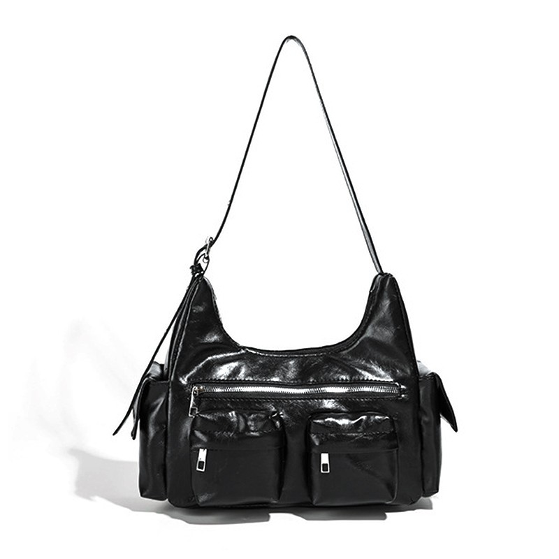 MEL JUN Street Pouch Workwear Stylish and Versatile Texture Combination Style 2025 Retro Soft Leather Casual Shoulder Sling Tote Bag Fashion Women's Bag