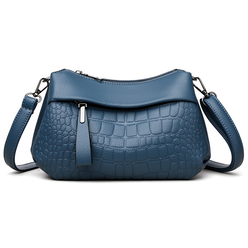 MEL JUN Luxury Leather Crocodile Pattern Crossbody Bag with Metal Zipper Decoration, Shoulder Bag for Commuting and Casual Wear, Feminine Bag with High-Quality Feel