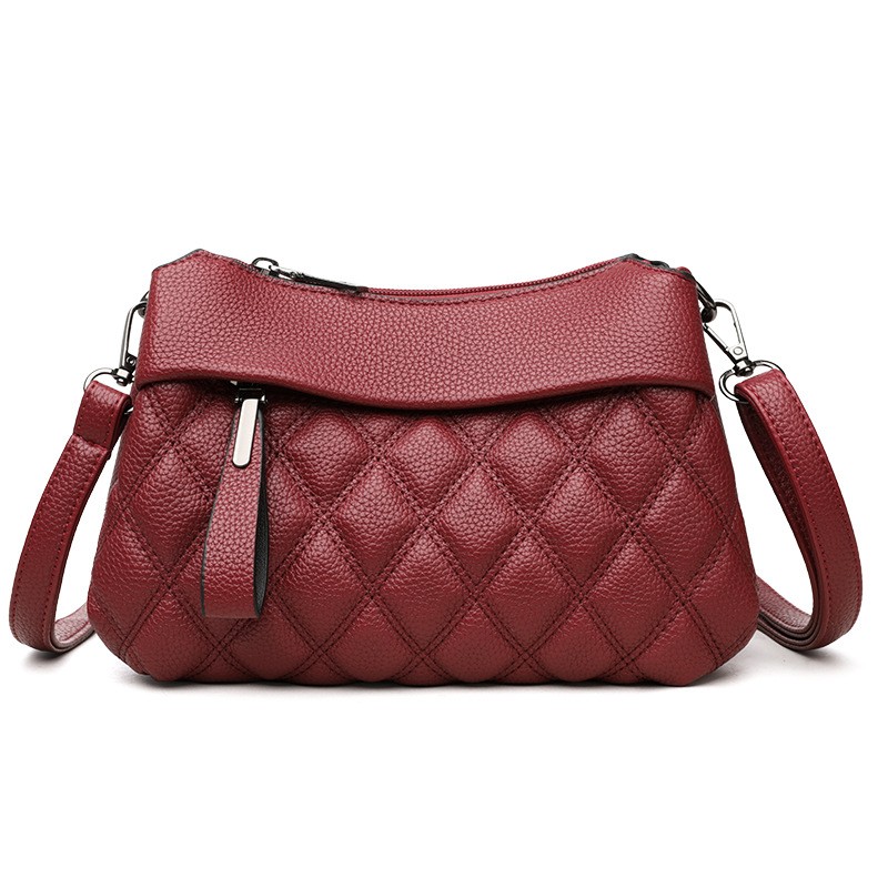 MEL JUN Rhombic Pattern Texture PU Shoulder Bag - A Simple Commuting and Versatile Crossbody Bag