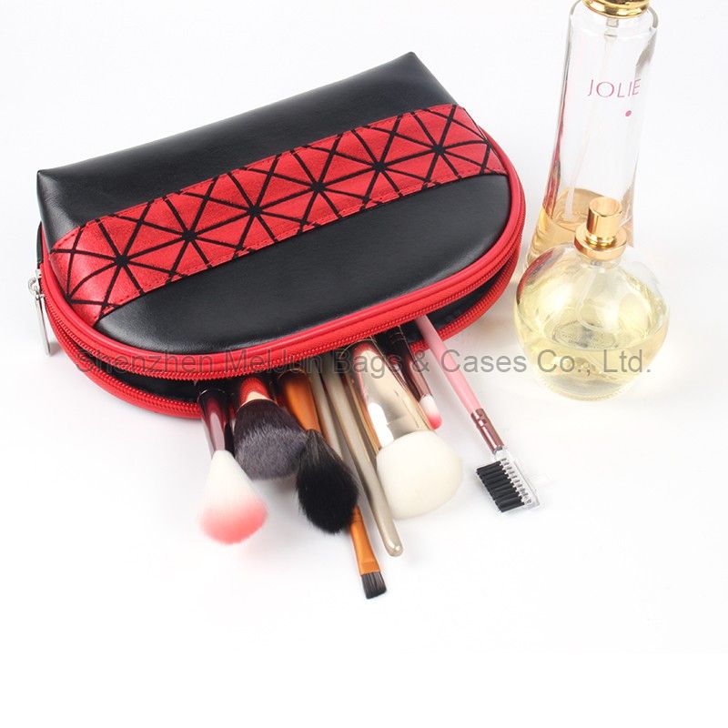 Factory Sale Black PU Shell Style Ladies Cosmeic Clutch Case For Daily Use