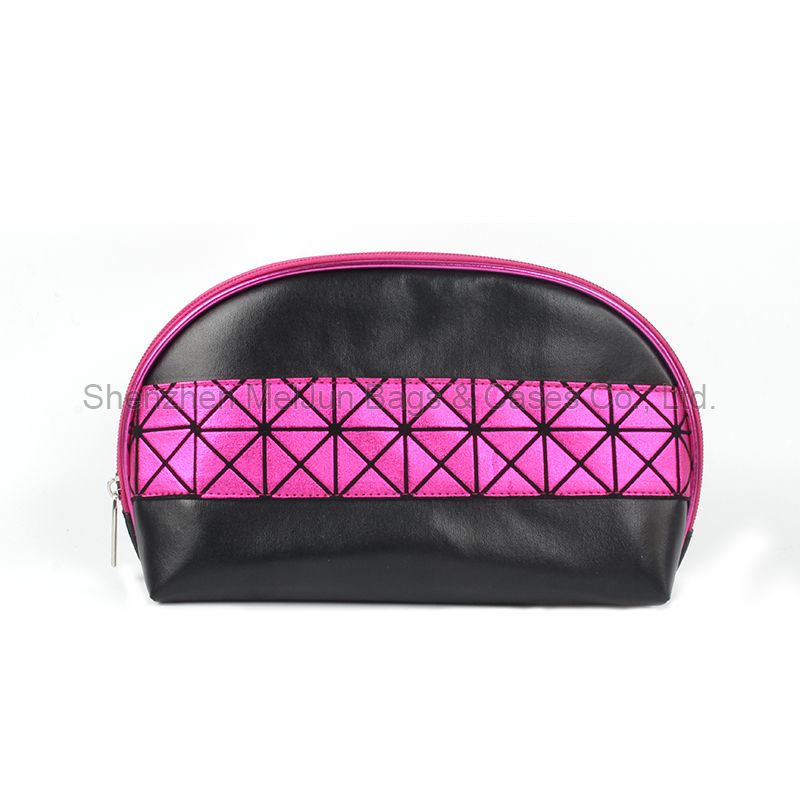 Factory Sale Black PU Shell Style Ladies Cosmeic Clutch Case For Daily Use