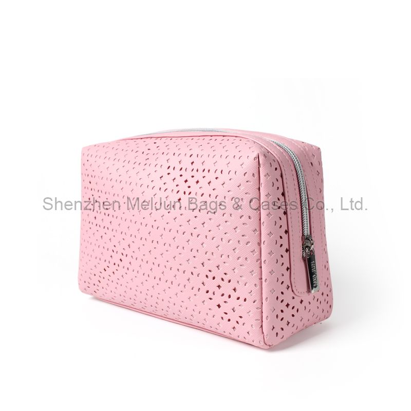 2020 New Zipper Closure Type Hollow Out PU Women Travel Toiletry Bag