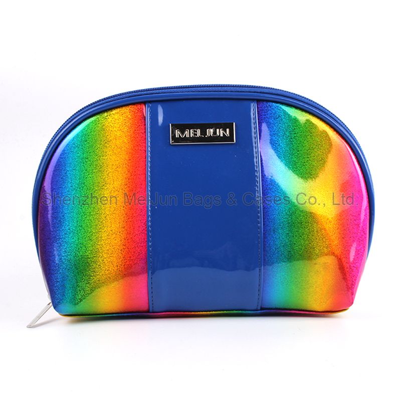 Fashion Candy Color Custom Metal Logo Makeup Bag With Waterproof PU