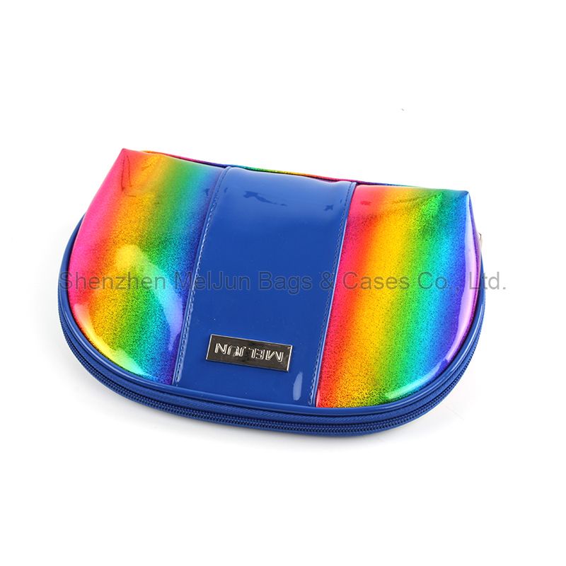 Fashion Candy Color Custom Metal Logo Makeup Bag With Waterproof PU