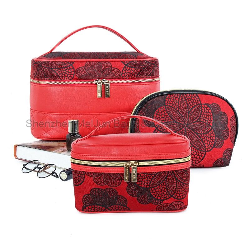 Multifunctional Women Toiletry Travel Bag Fashion Chinese Classics Red Ladies Cosmetic Bag Case