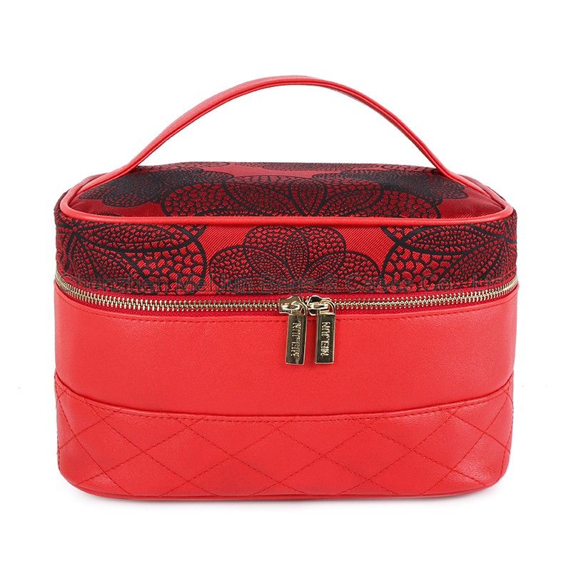 Multifunctional Women Toiletry Travel Bag Fashion Chinese Classics Red Ladies Cosmetic Bag Case