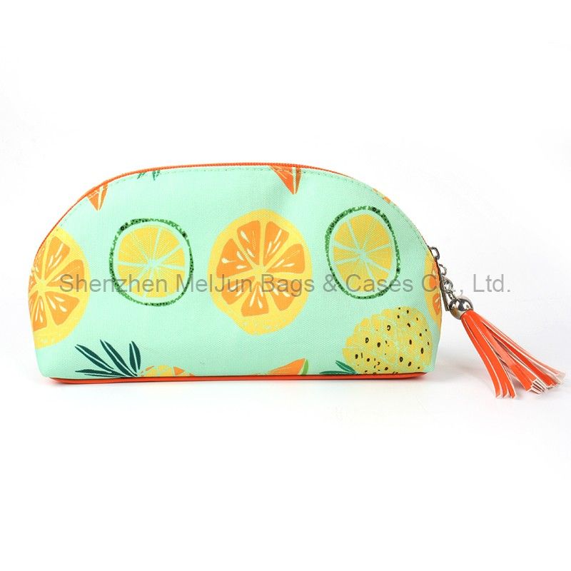 Tropical Fruit Pattern Polyester Cosmetic bag Fashion Cute Girl Tassels Travel Makeup Pouches