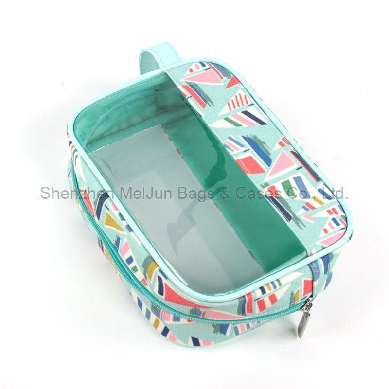 NEW Production Sailboat Pattern Cotton Canvas Cosmetic Bag Waterproof Zipper Makeup Pouch