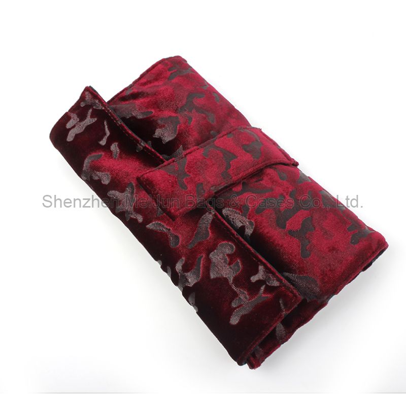 Custom Private Label Makeup Brush Bag High Quality Velvet Fabric Women Cosmetic Brush Pouches