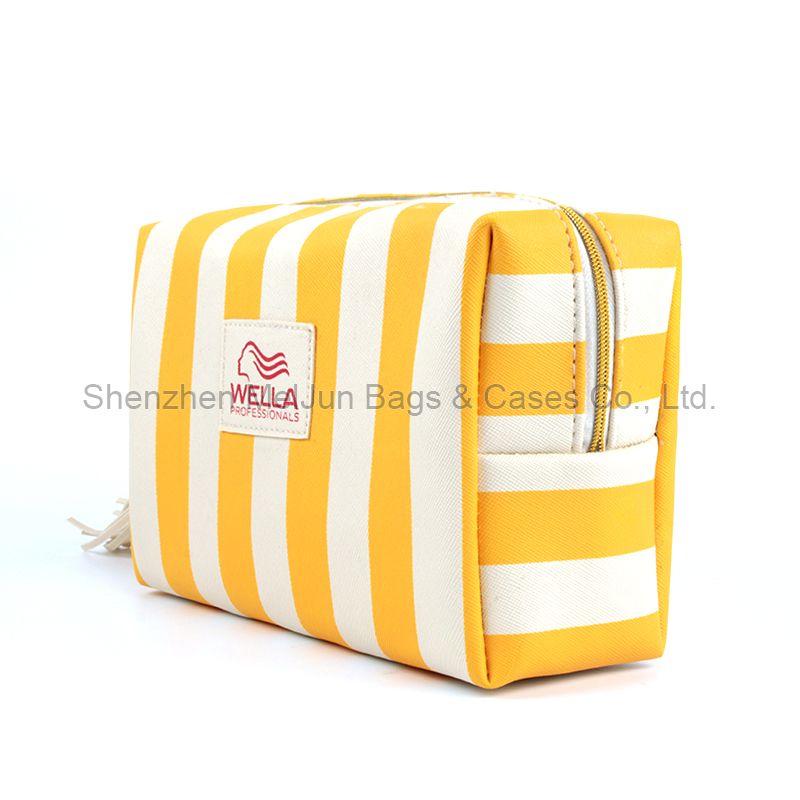 Custom Strip Toiletry Bag Waterproof PU Cosmetic Bag Fashion Tassel Makeup Travel Pouch