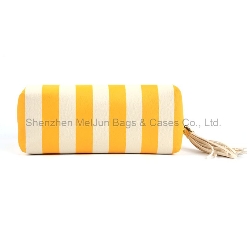 Custom Strip Toiletry Bag Waterproof PU Cosmetic Bag Fashion Tassel Makeup Travel Pouch