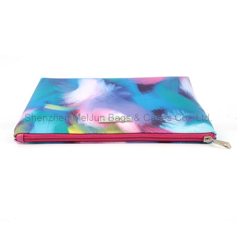 Fashion lady Color feather digital printing cosmetic makeup bag