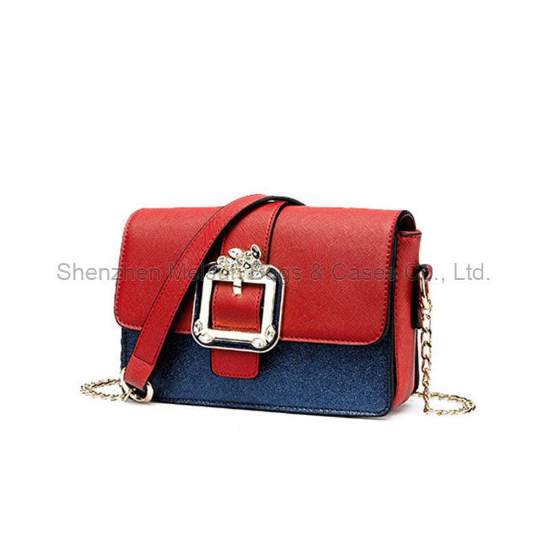 New design hot sale beautiful fashion sling lady PU crystal handbags for promotion gift