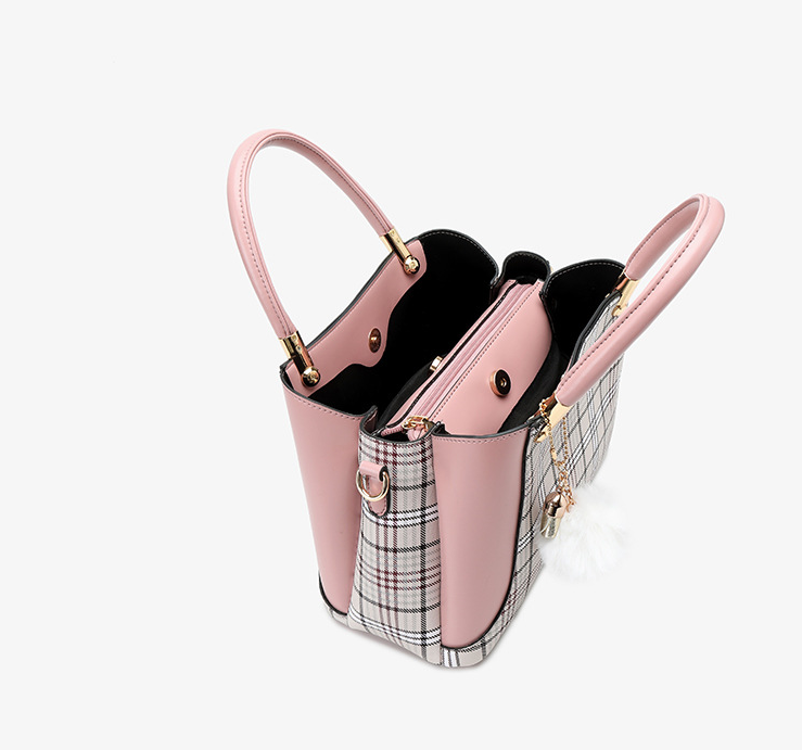 Cute girl Pink PU handbag fashion shoulder bag tote bucket bag 2020 hot selling